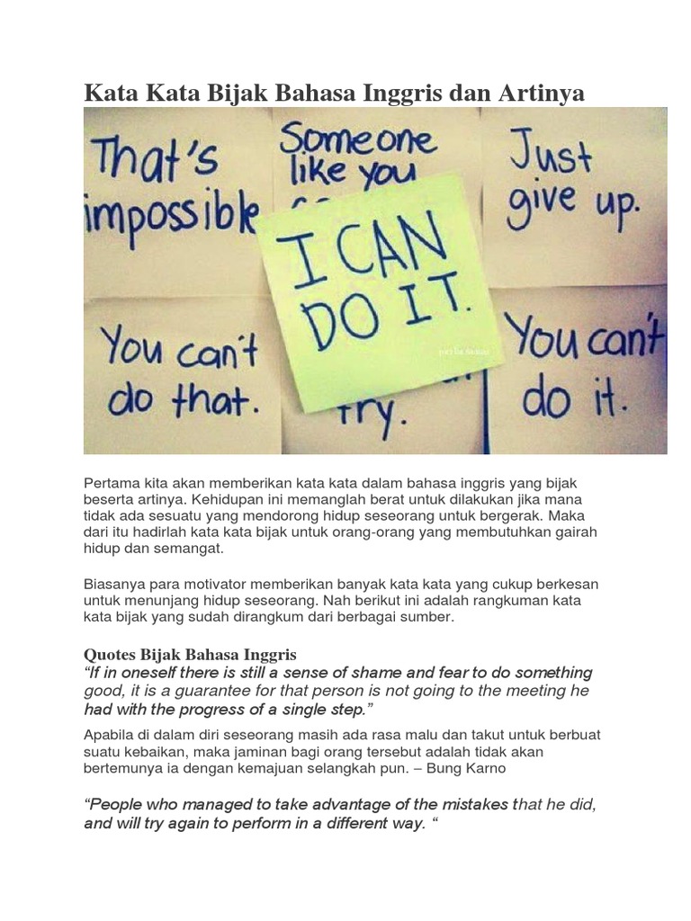Kata Kata Bijak Bahasa Inggris Dan Artinya Kata Kata Bijak Bahasa Inggris Dan Artinya
