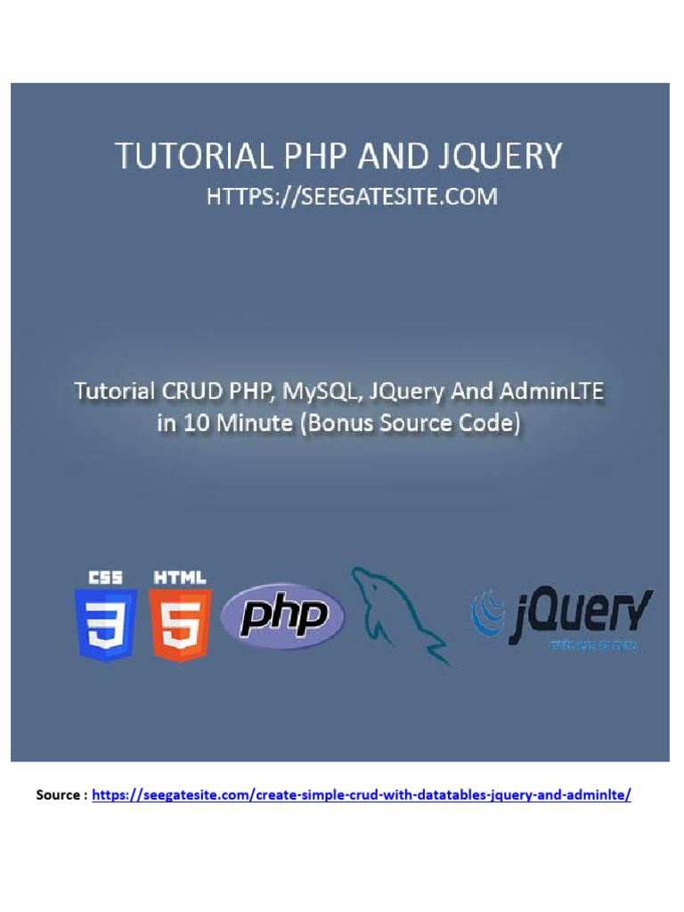 PHP CRUD with AdminLTE Tutorial | PDF | Php | J Query