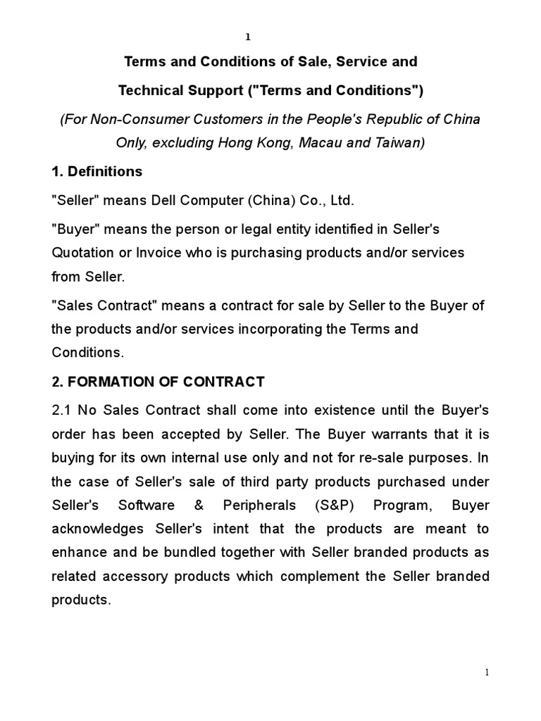 Dell China Terms and Conditions for Buyers | PDF | Contractual Term ...