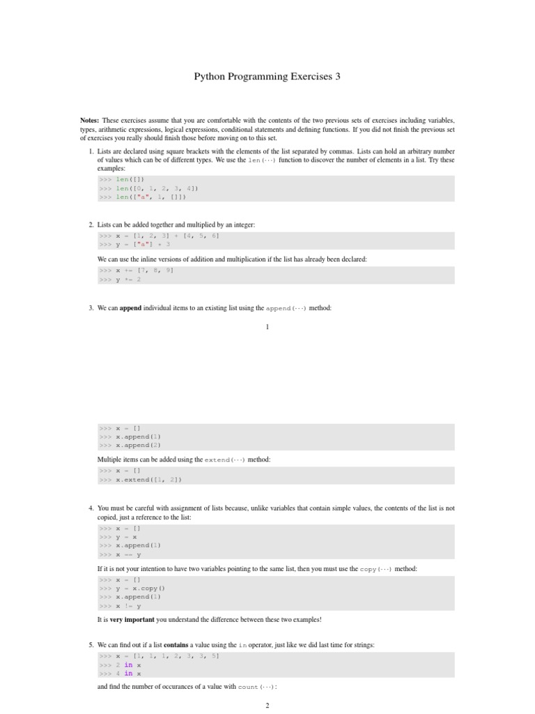 Python Programming Exercises 3: Len Len Len | PDF | Control Flow ...