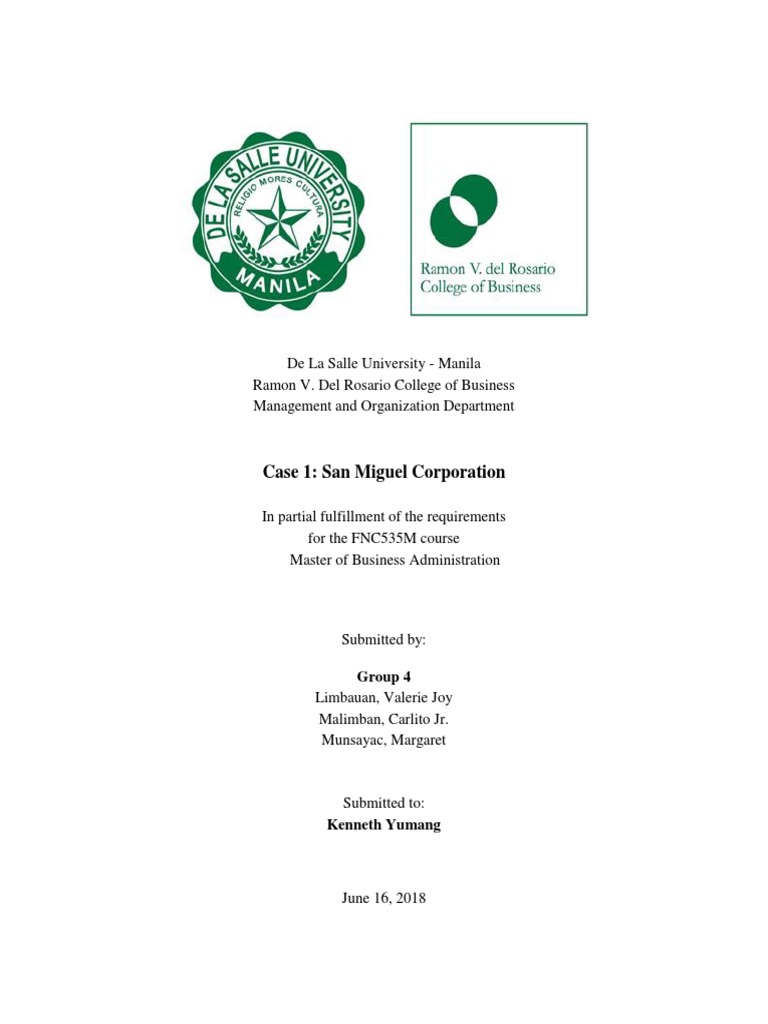 San Miguel Corporation Case Study Analysis | PDF | Equity (Finance ...
