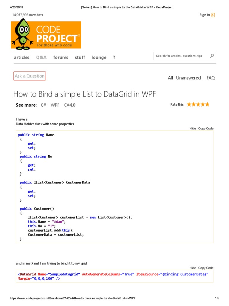Datagrid Bind To List : How to: Bind Objects to Windows Forms ...