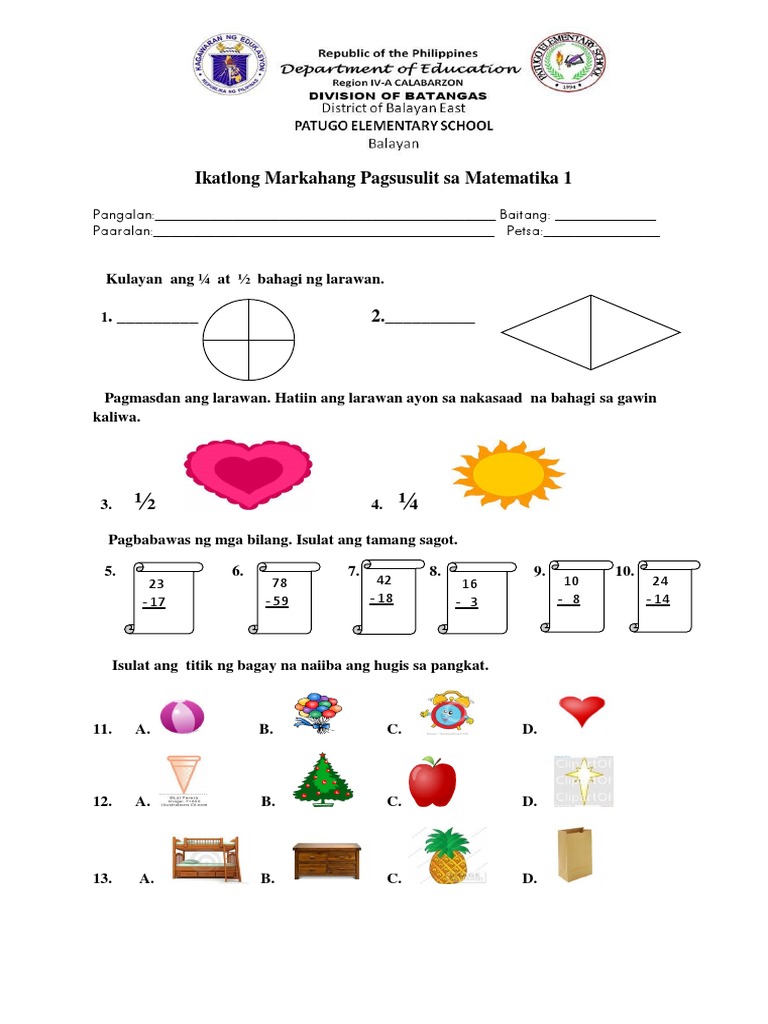3rd PT in Math I | PDF