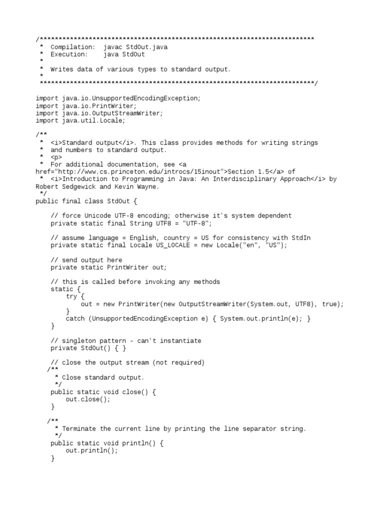 StdOut Java | PDF | Computer Programming | Software Development