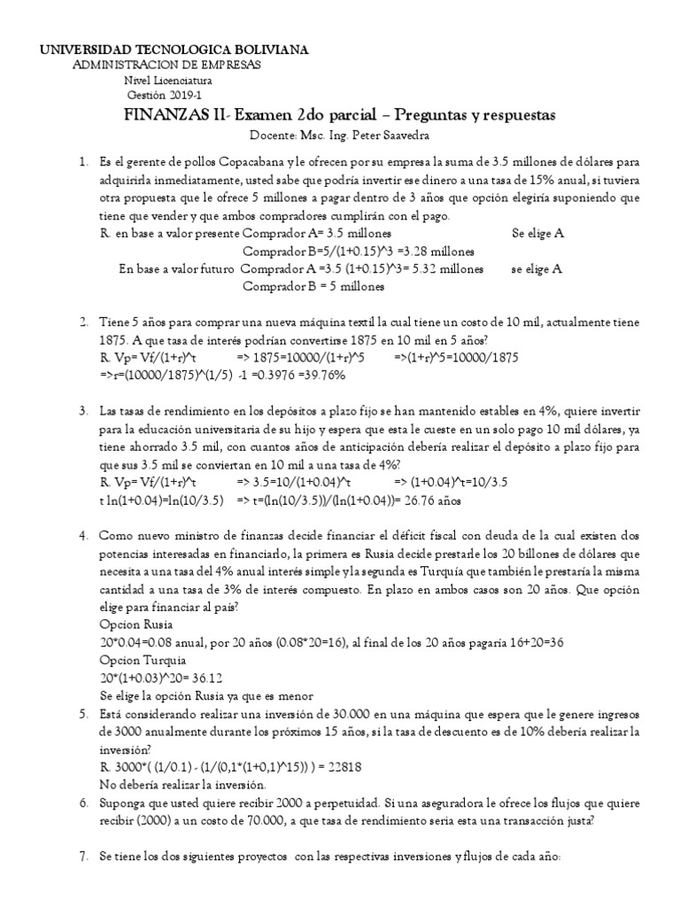 Ejercicios Resueltos de Finanzas II | PDF | Desviación Estándar | Dinero