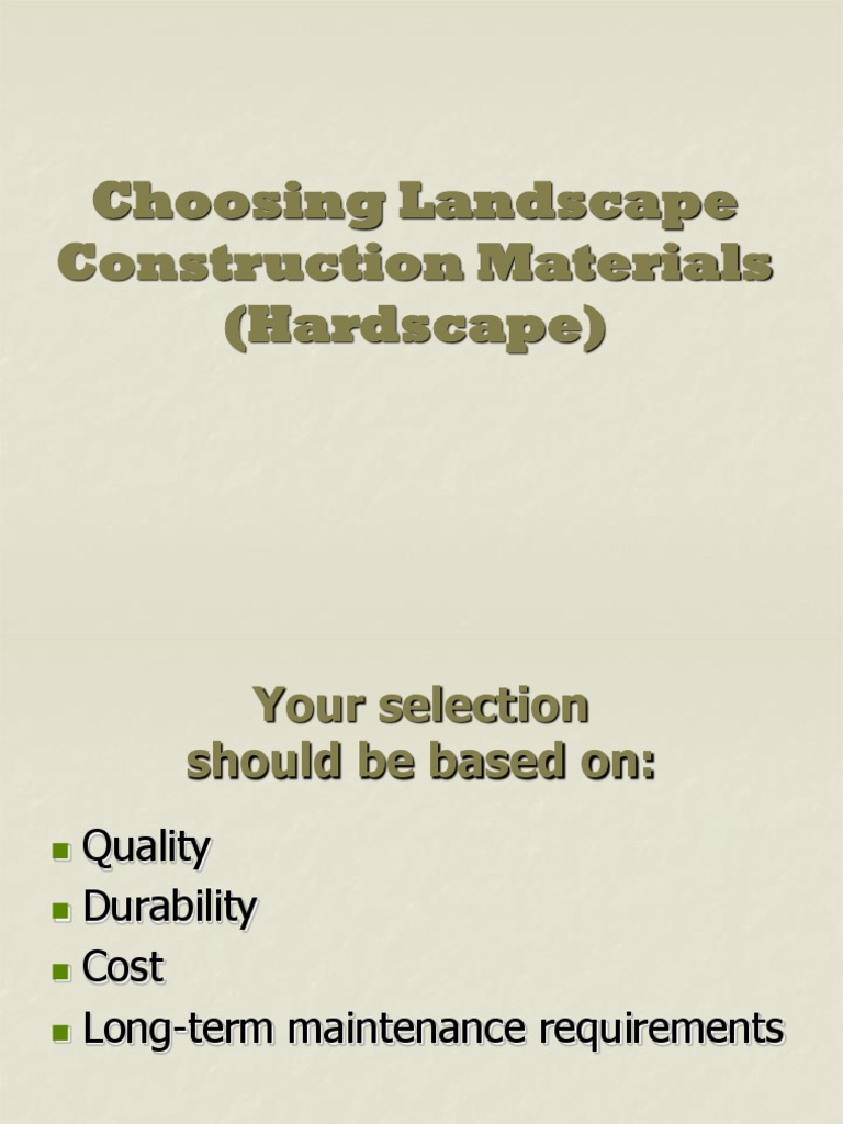 Landscape Hardscape Material Guide | PDF | Masonry | Concrete
