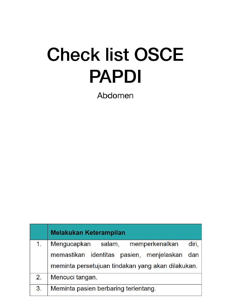 Check List Abdomen 2019 | PDF | Wellness
