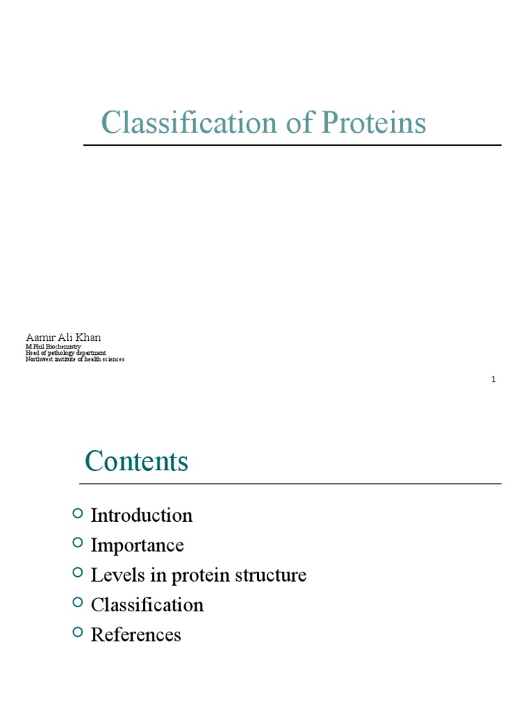 Classification of Proteins: Aamir Ali Khan | PDF | Protein Structure ...