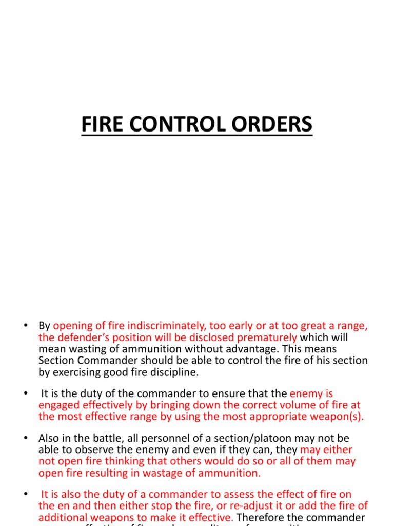 Fc8 Fire Control Orders PDF Rifle Ammunition