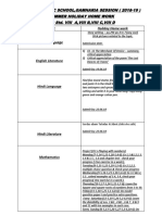 Kerala Public School, Gamharia Session (2018-19) Summer Holiday Home Work For Std. Viii A, Viii B, Viii C, Viii D