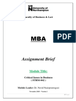 STRM042 Critical Issues in Business - Assignment Brief