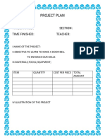 Project Plan: Name: Time Started: Section: Time Finished: Teacher