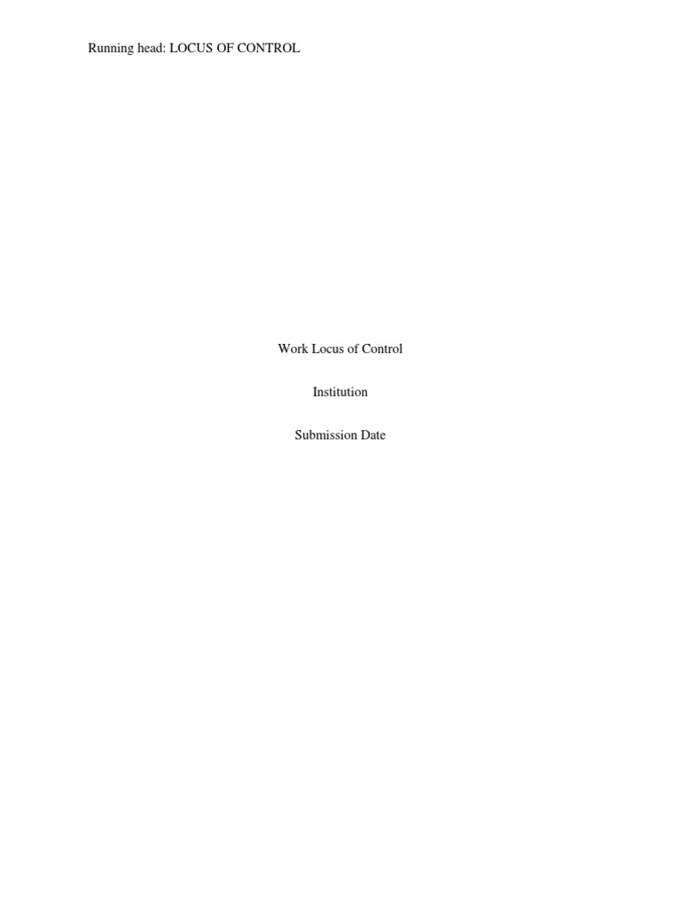 Work Locus of Control - Edited | PDF | Motivation | Motivational