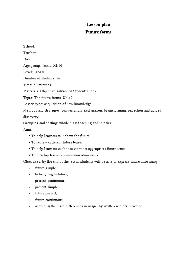 Lesson Plan Inspectie La Clasa | PDF | Lesson Plan | Applied Psychology