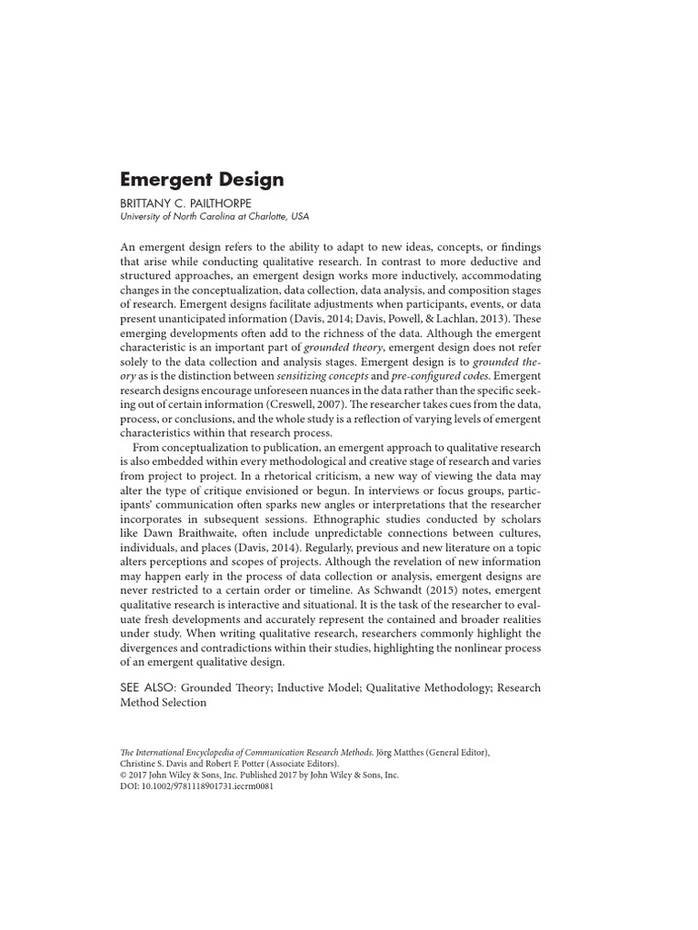 Emergent Design (Pailthorpe)  Qualitative Research  Academic