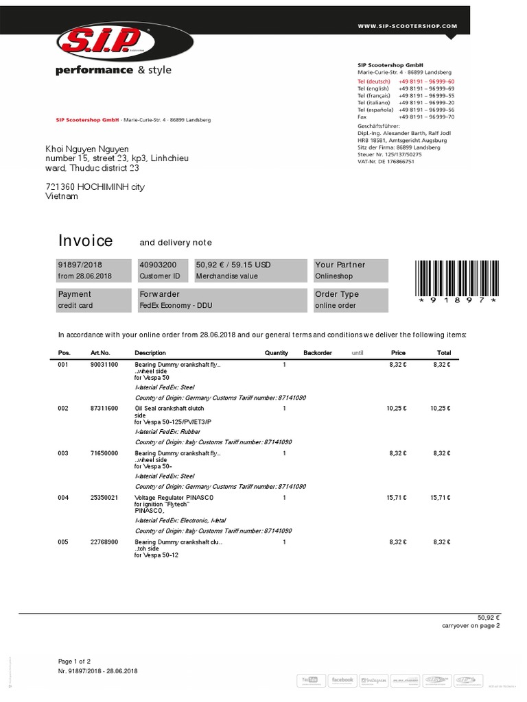 SIP Scooter Manual PDF Economies Payments