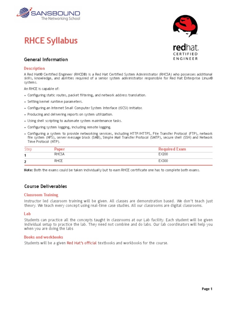 RHCE Syllabus: General Information | PDF | File System | File Transfer ...