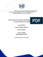 Coûts Des Facteurs de Production À Madagascar en 2008