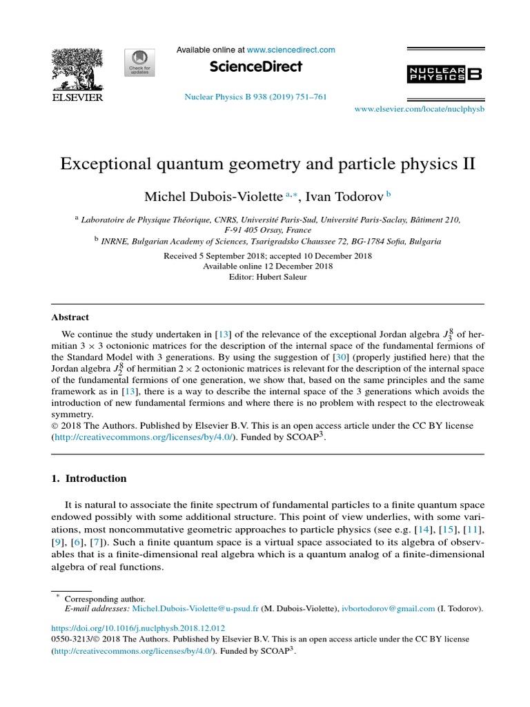 Exceptional Quantum Geometry and Particle Physics Ii Sciencedirect