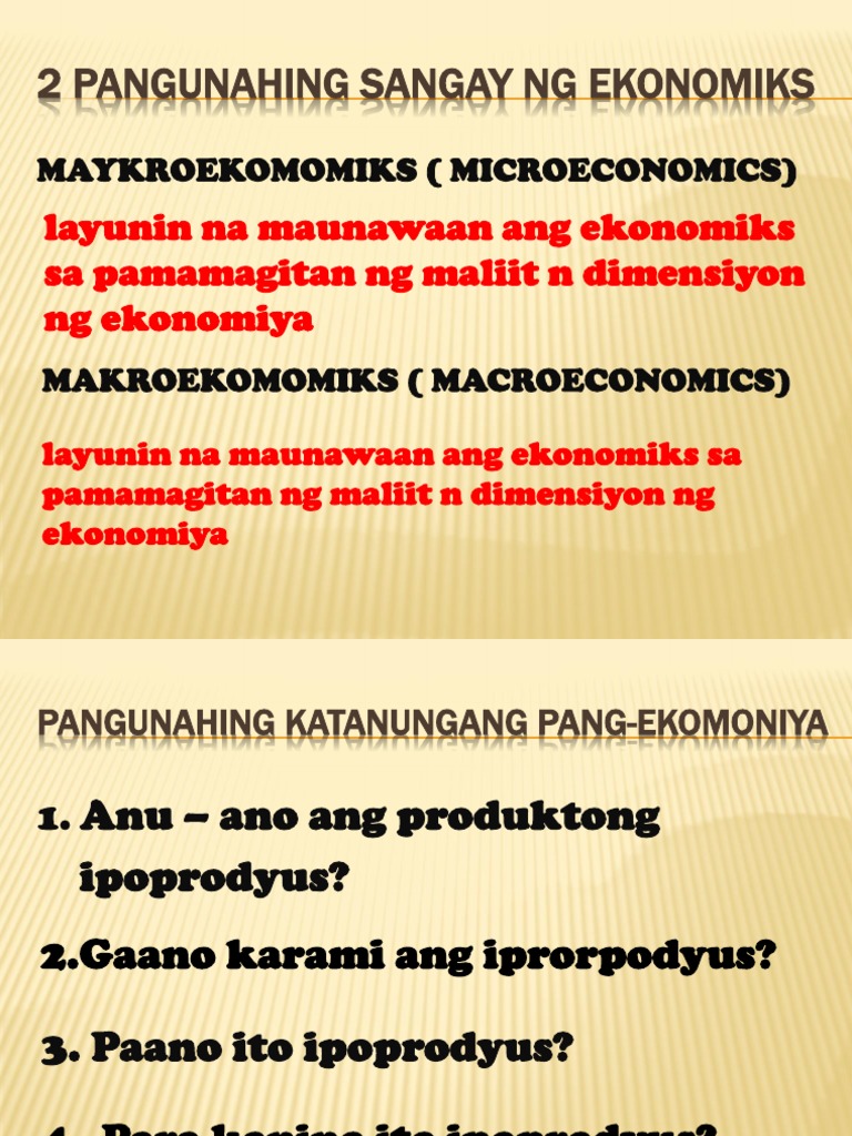 4 Na Pangunahing Katanungan Pang Ekonomiya - pangunahing gabay