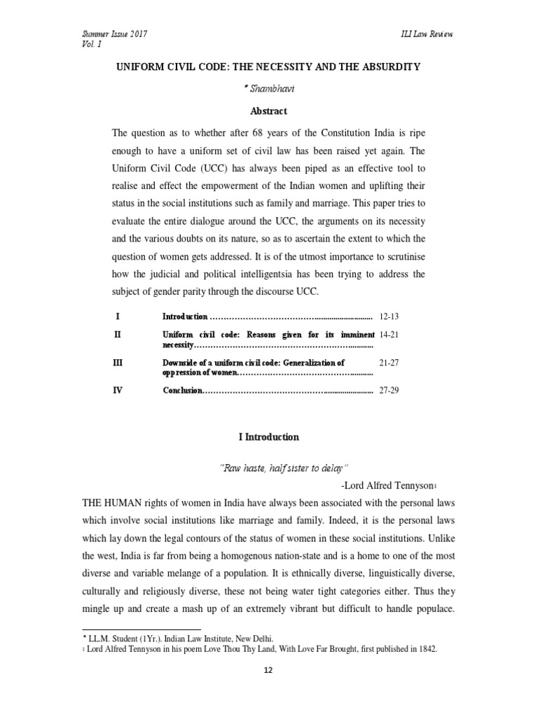 Uniform Civil Code PDF Secularism Marriage