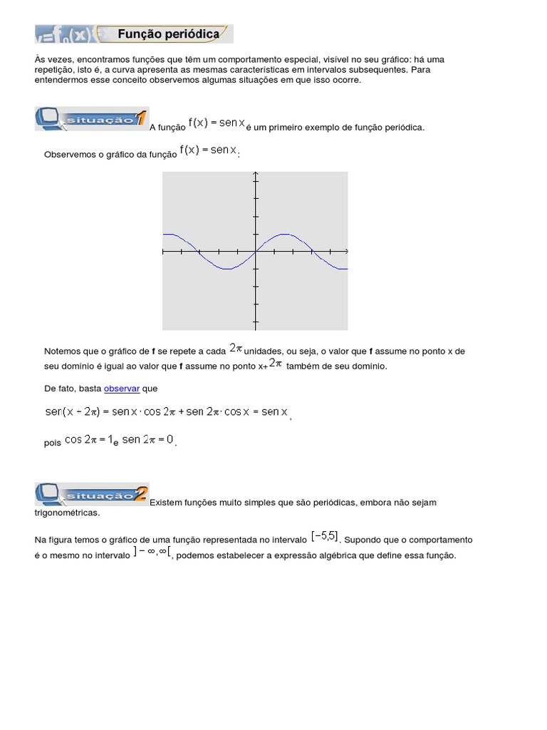 Funções Periódicas Usp | PDF | Função (Matemática) | Número inteiro