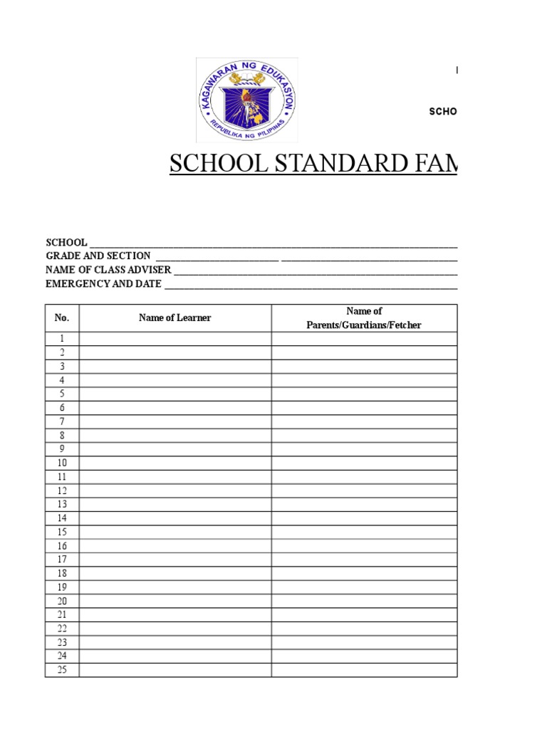 School Family Reunification Form | PDF