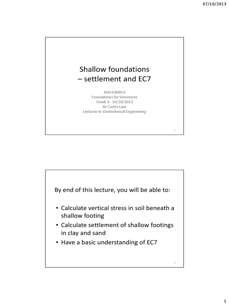 Shallow Foundation Settlement Analysis | PDF | Young's Modulus ...