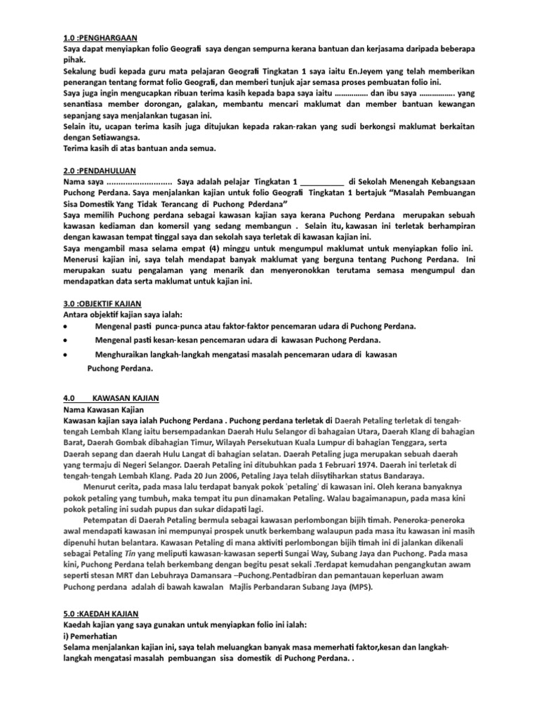 Punca Pembuangan Sisa Domestik Tingkatan 1