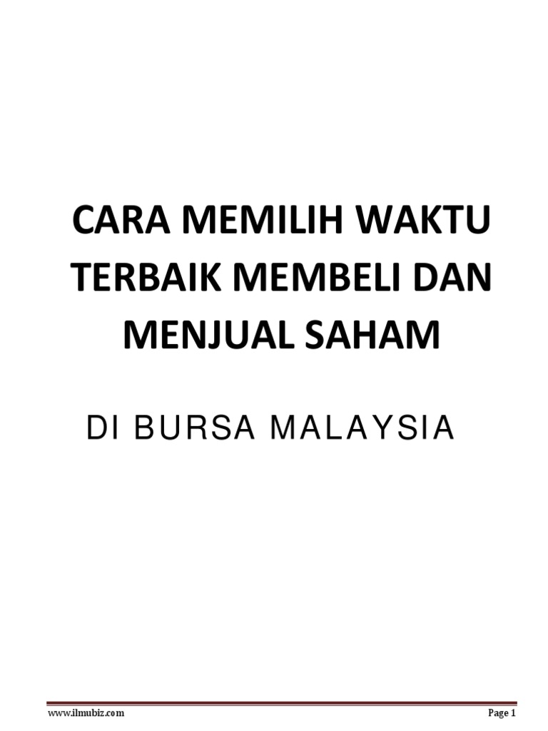Cara Memilih Waktu Terbaik Membeli Dan Menjual Saham Pdf