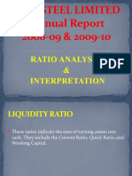 Tata Steel Limited Annual Report 2008-09 & 2009-10: Ratio Analysis & Interpretation