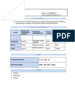 Academic Qualification: Level Name of The Qualification Awarded University/ College/School Year of Passing Percentage