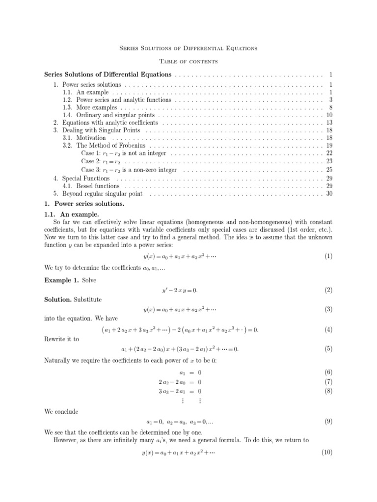 Series Solutions for Differential Equations | PDF | Series (Mathematics ...