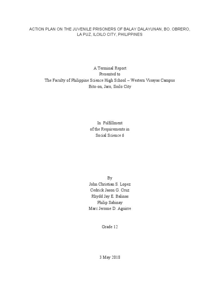 StressReduction in The Juvenile Prisoners of Balay Dalayunan, Bo PDF Socioeconomic Status