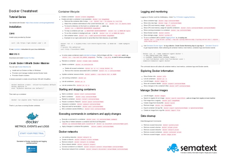Docker Cheat Sheet for Quick Reference | PDF | Computer File | Virtual ...