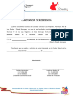 Constancia residencia Venezuela