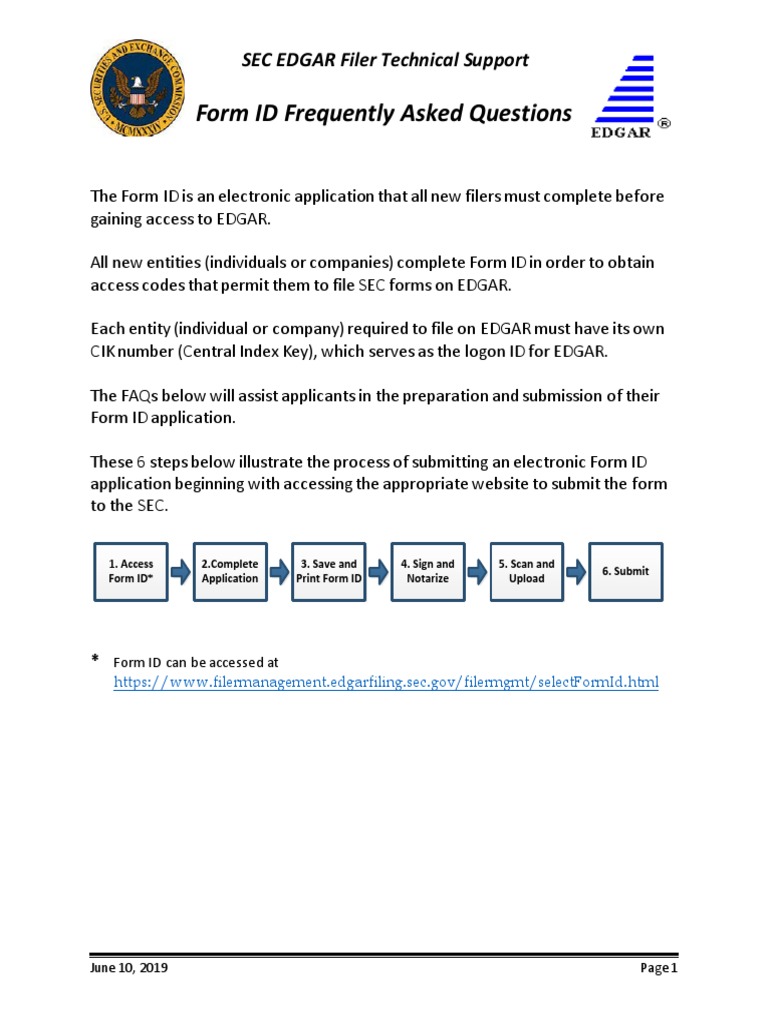 Form ID Application Guide for EDGAR Access | PDF | Authentication ...