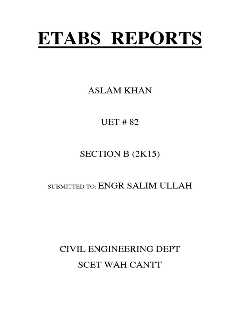 ETABS Report by Aslam Khan | PDF | Technology & Engineering