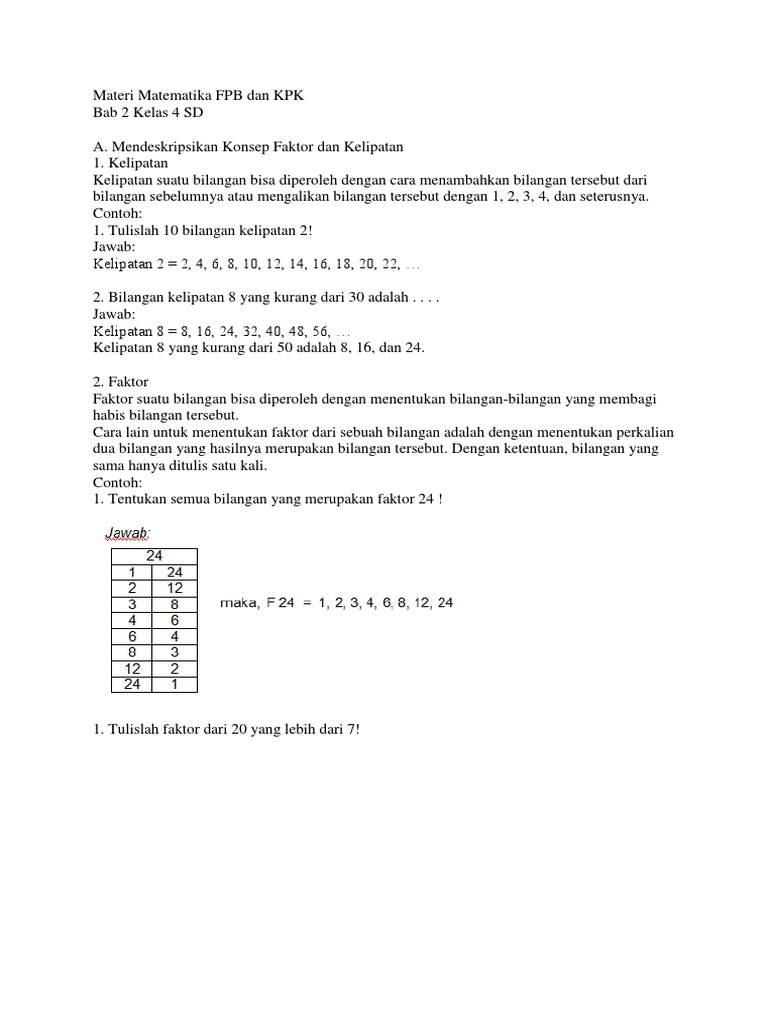 Materi Matematika Fpb Dan Kpk