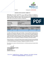 Certificado de gestión ambiental para 40 llantas usadas