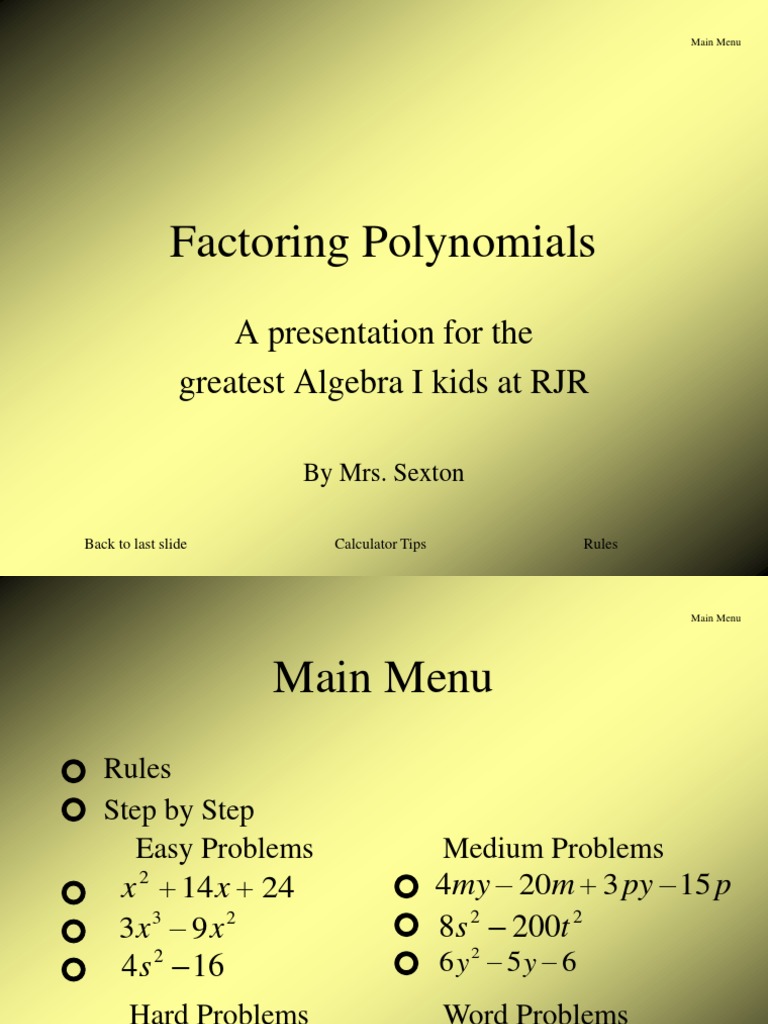 Factoring Polynomials Guide for Students | PDF | Factorization | Polynomial