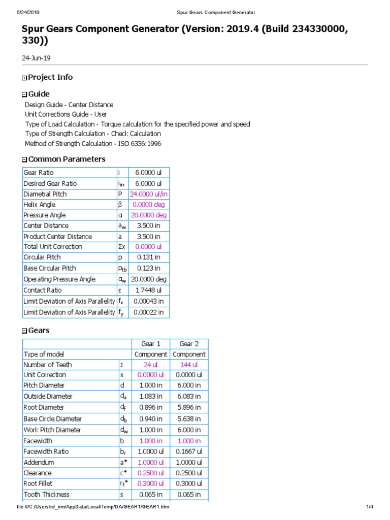 Spur Gears Component Generator PDF Gear Strength Of Materials