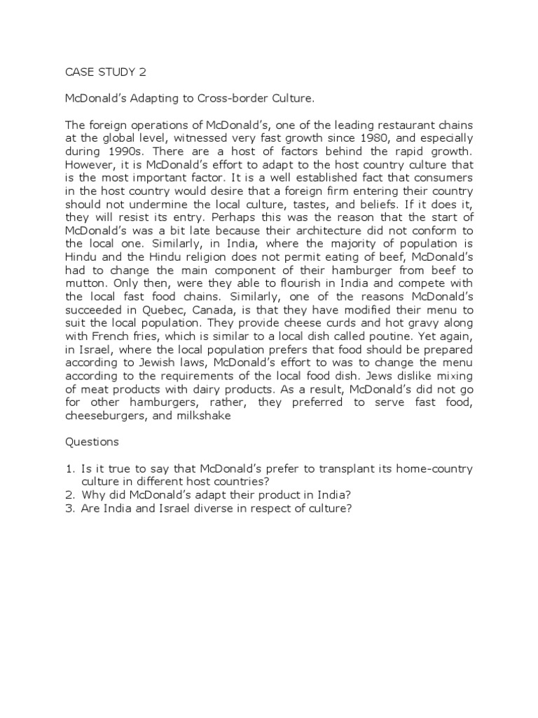 Case Study 2 | PDF | Mc Donald's | Fast Food Restaurants