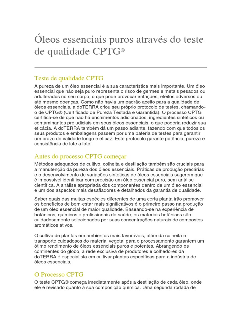 Garantia de qualidade e pureza dos óleos essenciais através do rigoroso ...