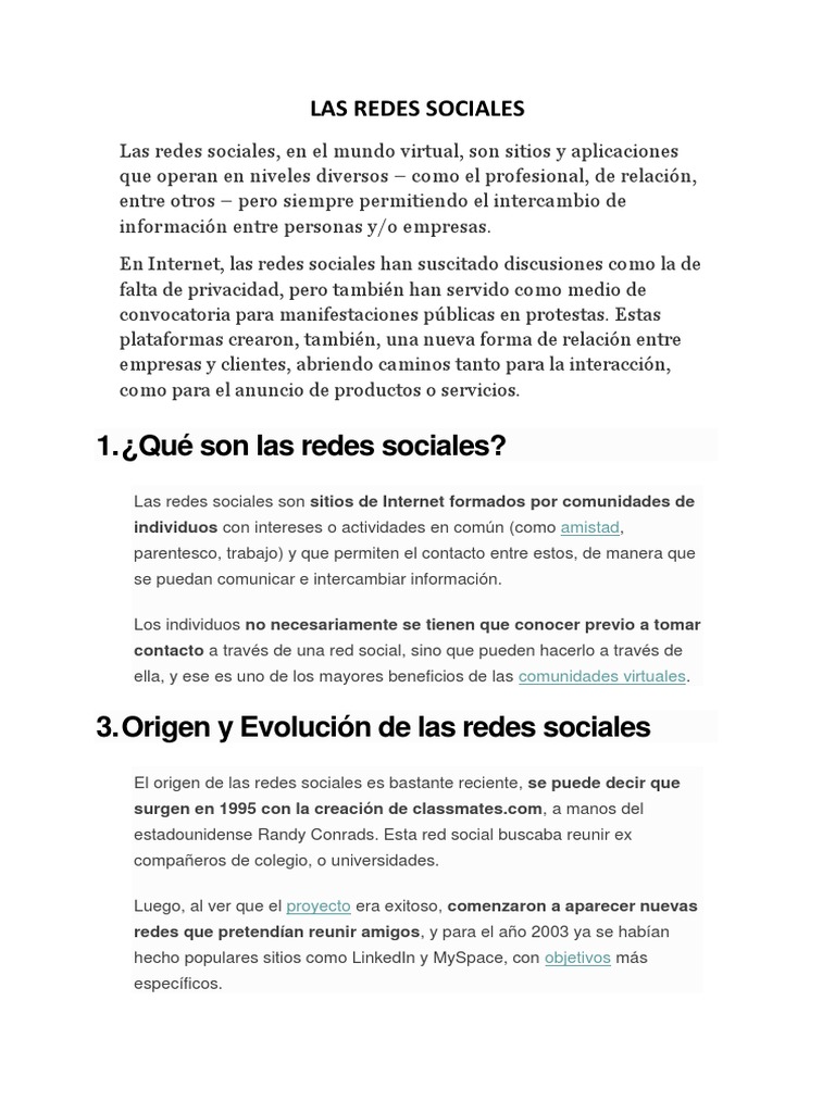 Las Redes Sociales | PDF | Servicio de redes sociales | Red social