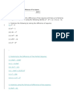 Worksheet On Factoring The Differences of Two Squares