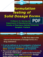 Pre Formulation Testing of Solid Dosage Forms