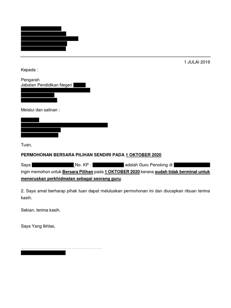 Surat Bersara Pilihan Pdf