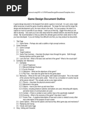 Game Design Document Template