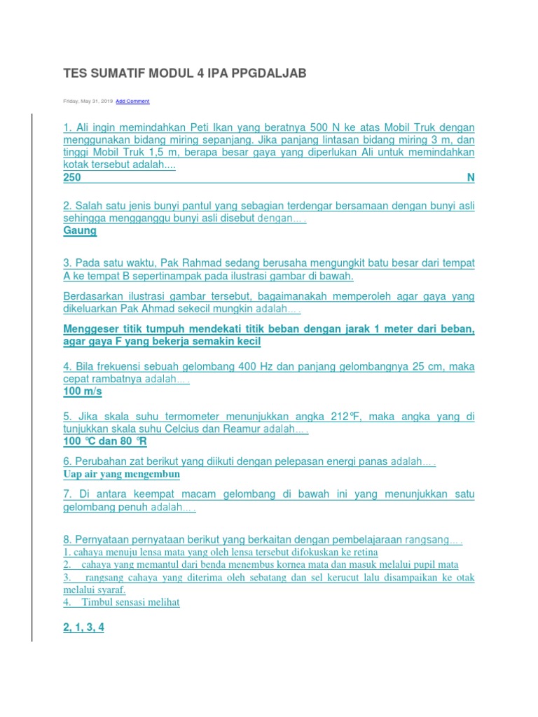 Tes Sumatif Modul 3 Ipa - Guru Paud